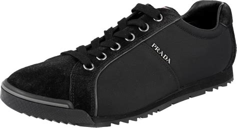 Prada Men's Suede with Nylon Trainer Sneaker, Nero (Black) 